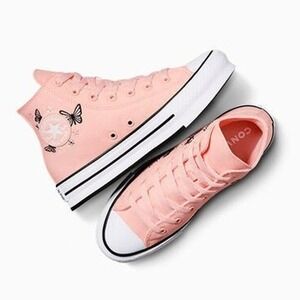 Converse CTAS High Top Pink  Butterfly Embroidered‎ Women's 7.5 Youth 5.5Y Pink